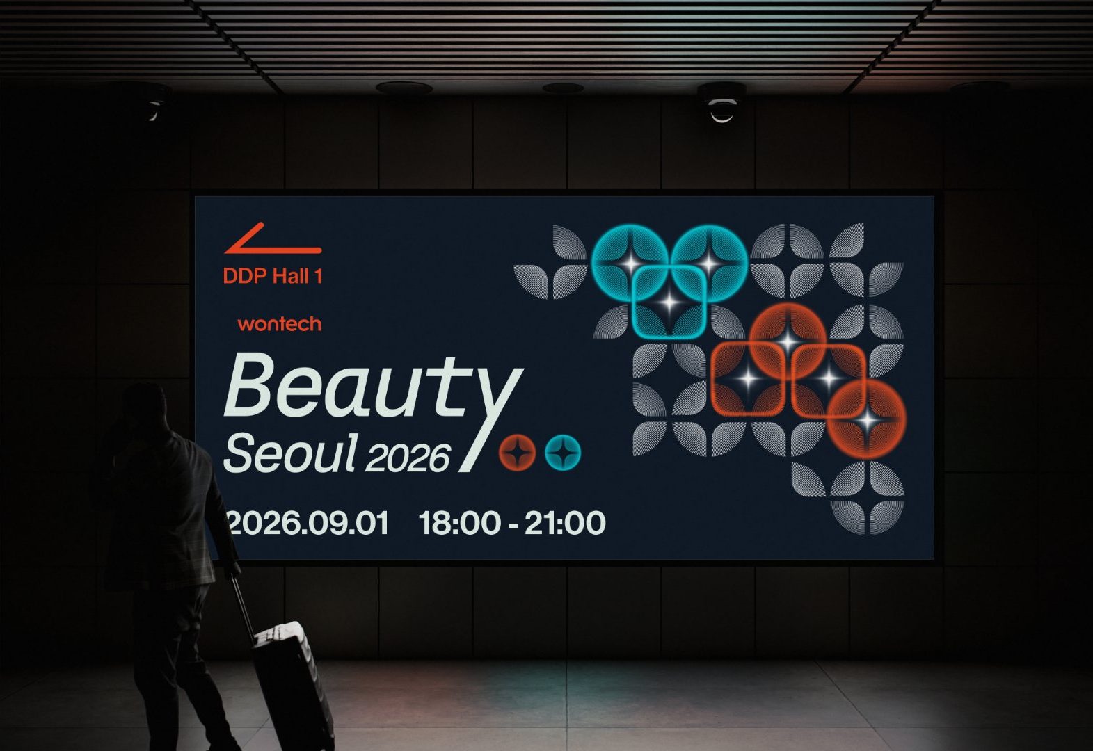 DDP 1관 디지털 사이니지에 띄운 Beauty Seoul 2026 행사 화면